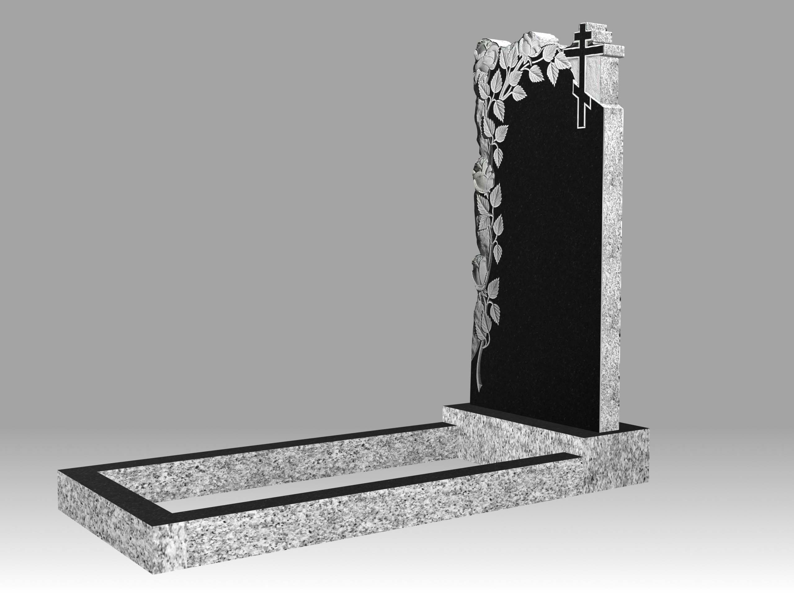 Памятник 17О цветы и крест с цветником 100х50