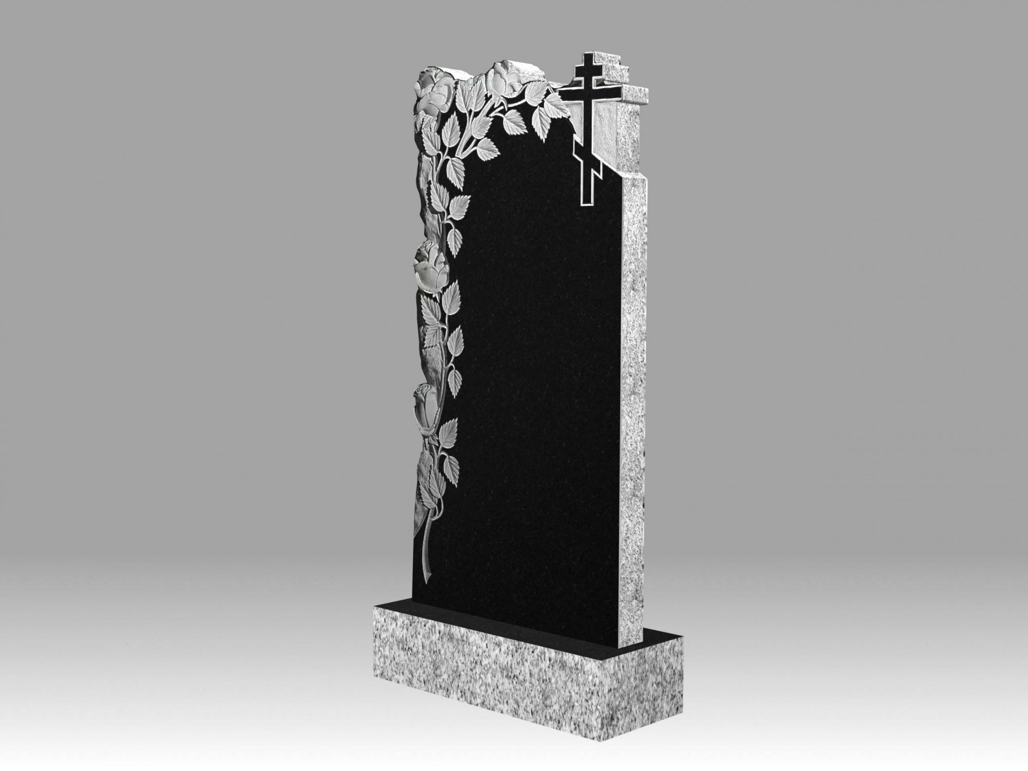 Памятник 17О цветы и крест 100х50