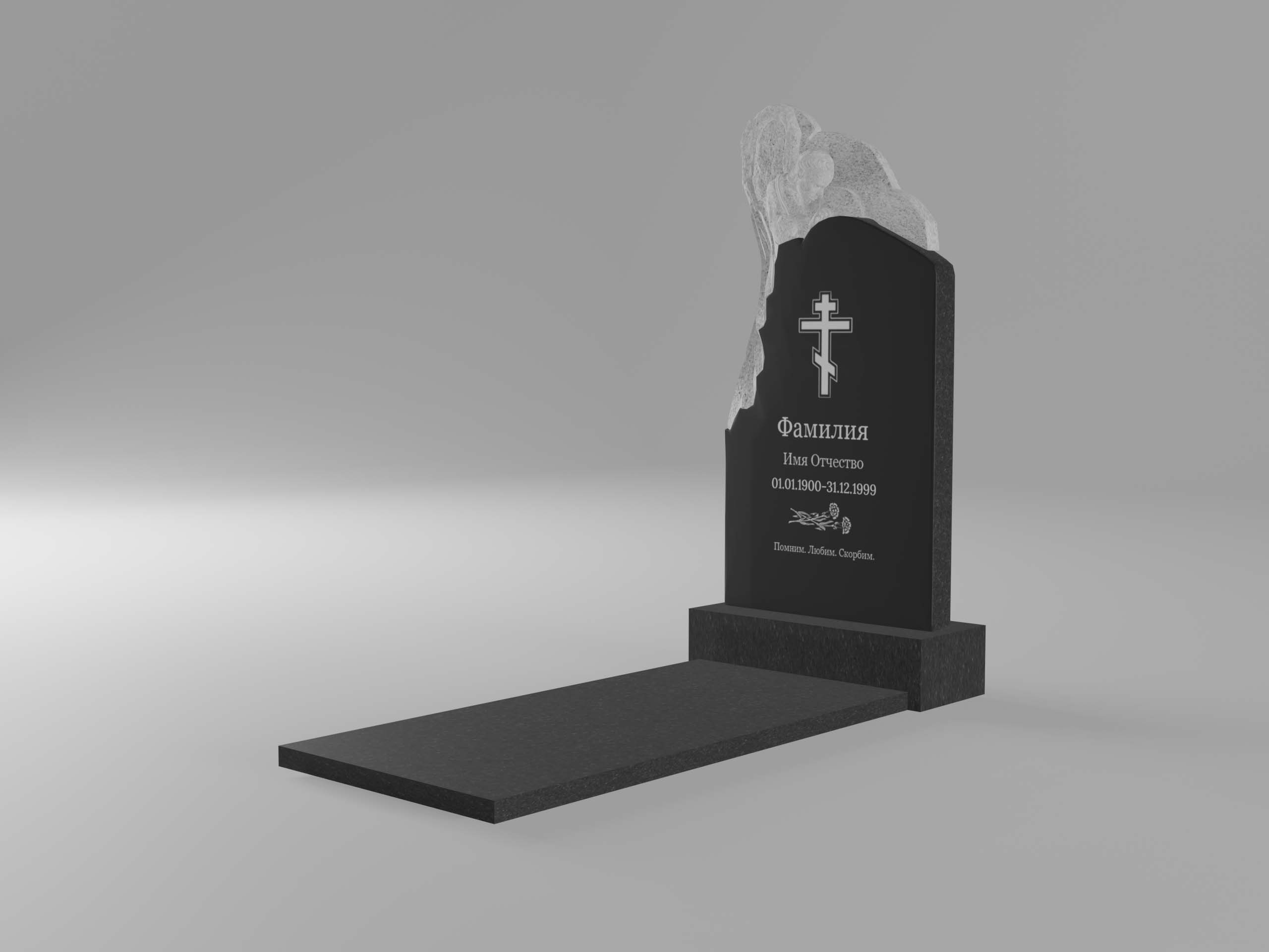 Памятник 20К ангел с гравировкой и плитой 3см 120х60